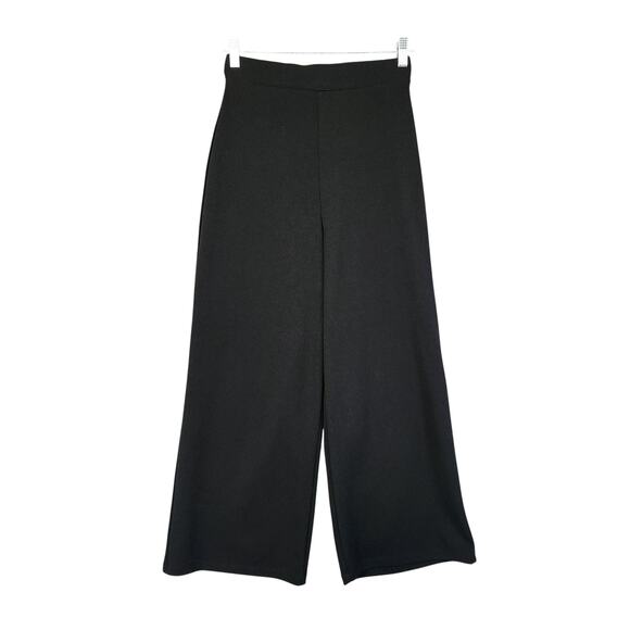 Hunter & Brown Womens Wide Leg Cropped Pants Size Small Black Pull On Ponte Knit - Picture 1 of 11